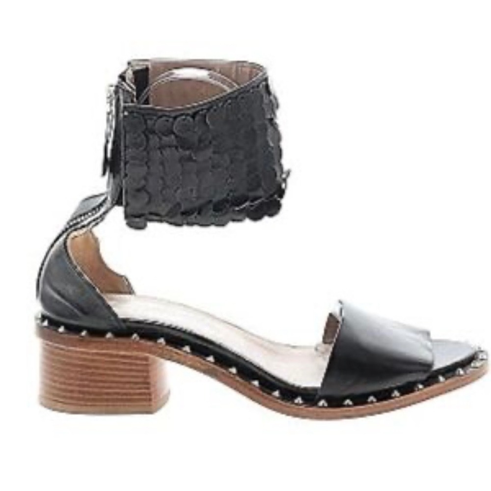 AGL Attilio Giusti Leombruni Black Ankle Strap Studded Sandals Size 37
